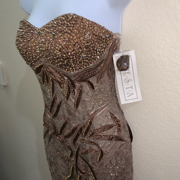 Fiesta- Light brown/ gold hand beaded embroidered - Picture 4 of 9